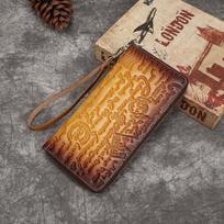New Retro Hand-held Women's Wallet with Embossed Cowhide on The Top Layer of The Coin Purse