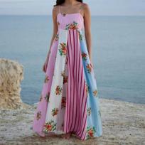 Moteriška vasarinė laisvalaikio Boho ilga suknelė ant petnešėlių, su kvadratine iškirpte, be rankovių, plati, ilga suknelė, A formos, paplūdimio suknelė moterims S