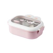 Portable Stainless Steel Lunch Box for Kid Cute Rabbit Shape Divides Large Capacity Food Storage Container Sealed Bento Lunchbox rožinė
