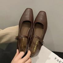 Mary Jane vieni batai Storo kulno batai Elegantiški Klasikiniai Retro Kvadratinės nosies Patogūs Minkšti Seklios iškirptės Žemo kulno Moteriški batai 36 brown