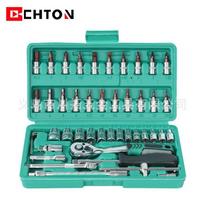46-Piece Green Ratchet Wrench Tool Set with 72-Tooth Quick Ratchet and S2 Extension Socket.