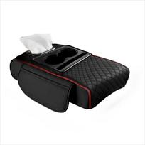 1PC Car Center Console Armrest Cushion Thicken Arm Rest Box Pad Side Extension Cushion with Cup Holder Tissue Box Organizer Bag Universal Armrest juoda