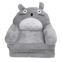 Sulankstoma vaikiška sofa, minkšta, kvėpuojanti, su animaciniais gyvūnais, sofa-lova mažyliams su porankiais svetainei gray