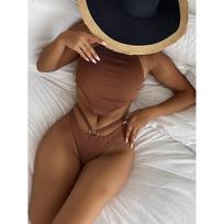Moteriškas maudymosi kostiumėlis Moteriškas maudymosi kostiumėlis aukštu liemeniu Bikini Retro bikinio rinkinys Mikro maudymosi kostiumėlis maudymosi kostiumėlis Paplūdimio bikinio rinkinys S gelsvai ruda
