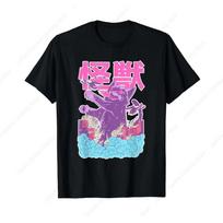 Kaiju Vintage Japanese Anime  Cat Pastel T-Shirt S juoda