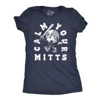 Funny T Shirts Calm Your Mitts Sarcastic Baseball Softball Graphic M