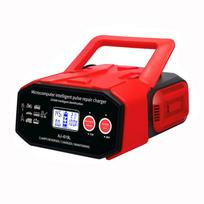 400W Automobilinio akumuliatoriaus įkroviklis 12/24V EU kištukas Pulsinis remontas LCD Greitas galios įkrovimas Šlapio sauso švino rūgšties Skaitmeninis LCD ekranas EU Plug raudona