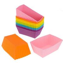 6 vnt torto formelės silikoninės stačiakampės torto formos Minkštos bandelės keksiukų įklotas kepimui pink