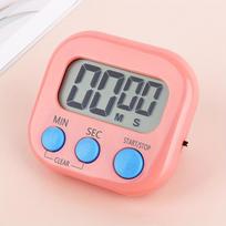 LED Display Counter Alarm Clock Manual Electronic Countdown Sports Magnetic Digital Timer Kitchen Cooking Shower Study Stopwatch rožinė