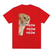 Talking Cat Cute Meme T Shirt for Unisex Women Fashion Short Sleeve Funny Unisex T Shirts O-Neck Oversized Kawaii T-shirt Tops Summer Top S