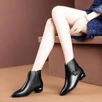2024 Žiemos Mada Moteriški Batai Užtrauktukas Retro Oda Papildomas Velvetas Batai Storas Kulnas Ankle Boots Didelis Dydis 41 Aukštakulniai Batai 35 brown