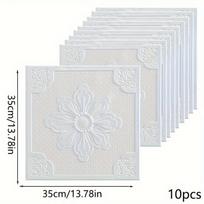 3D Gėlės Lipnios Sienų Panelės 10 vnt. Vandeniui Atsparios Dėmėms Atsparios Plaunamos Atsparios Smūgiams Drėgmei Atsparios Baldų Atnaujinimas 10pcs balta