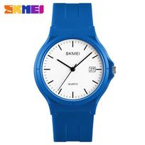 Trendy fashion little white quartz watch waterproof thin female student simple scale watch tamsiai mėlyna spalva