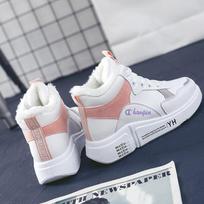 Womens Boots Winter Female Snow Botas Pu Leather Lace-Up Sneakers Round Toe Platform Mujer Wool Ankle Warm Shoes 35 rožinė
