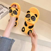 Cute Kawaii Black White Panda Slippers Women's Animal Designer Slides Summer Family Indoor Shoes Gilrs Beach Slippers Woman 30-31(insole 20cm geltona