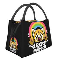 Death Metal Aggretsuko Aggressive Retsuko Portable Lunch Boxes Japanese Anime Manga Thermal Cooler Food Insulated Lunch Bag 28x17x16CM žalia