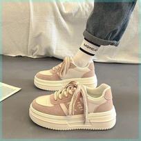 Shuttlecock kicker special shoes women's wheat ears platform white shoes 2024 spring and autumn new students casual versatile sports muffin board 35 rožinė