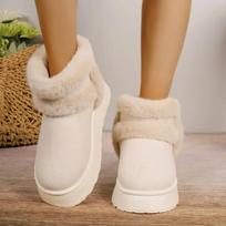Botas de nieve de gamuza cortas de mujer zapatos casuales calientes chelsea gamuza botas zapatos planos invierno 2024 36 smėlis