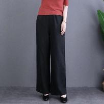 Wide-leg Pants for Women In Spring and Summer Literary Large Size Elastic Waist Slimming Drape Straight Pants Solid Color Versatile Casual Trousers M
