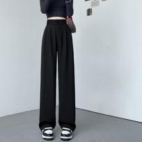 Straight Suit Pants Women's Spring and Autumn New High Waist Drape High-end Pants Wide-leg Pants M juoda