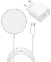 Induction charger + mains-free compatible magsafe for iPhone 16 / iPhone 16 PLUS / iPhone 16 PRO / iPhone 16 PRO MAX - Phonillico® balta