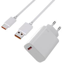 67W Fast Charger + Cable for Xiaomi 13/13T/12/12X/Redmi Note 13 Pro/Redmi Note 12 Pro/Poco X6/Poco F5/Pad 6 Pro/Pad 5 Pro balta