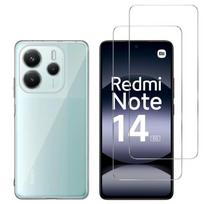 Case for Xiaomi Redmi Note 14 5G and 2 Tempered Glass Screen Protector Film Phonillico® skaidri