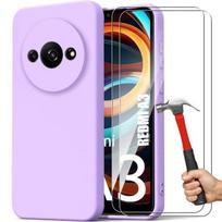 Case - E.F.Connection - for Xiaomi Redmi A3 - Silicone TPU - Ultra-thin - Matte Purple - Anti-Scratch - with 2 Tempered Glasses