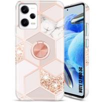 Coque - Xiaomi - Redmi Note 12 Pro 5G - Rose - Anneau Rotatif 360° - Silicone TPU