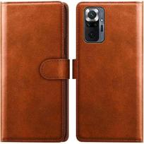 Case for Redmi Note 10 Pro Elegant Leather Effect Magnetic Closure Brown