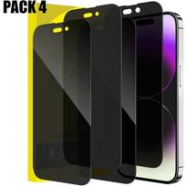 Anti-spy protective film - E.F.CONNECTION - for iPhone 14 Pro - 9H resistance - Black - 4 tempered glasses