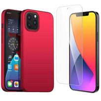 Case for iPhone 12 Mini - E.F.CONNECTION - Red - Flexible - Silicone - 2 Tempered Glasses