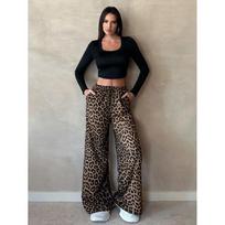 Wind Leopard Print Casual Pants Women's Spring and Autumn New Loose Trend Versatile Long Pants 2XL leopardo rašto spalva