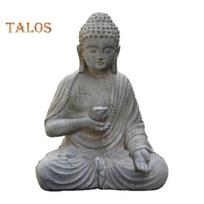 Budos statula su saulės energija maitinamu lotoso žibintu, sėdinti meditacijoje, Budos skulptūra, apšviestas zen sodo dekoras, dervos Budos figūrėlė laukui, namams, terasai, kiemui A