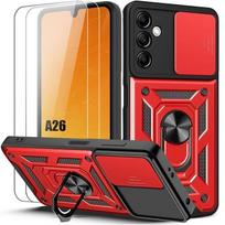 Protective Case - BOOLING - for Samsung Galaxy A26 5G - Shockproof - Red - 2 Tempered Glass raudona