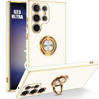 Case - BOOLING - for Samsung Galaxy S23 Ultra - Soft TPU - Finger Ring - Shockproof Protection balta