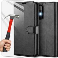 Wallet Case for Samsung Galaxy A52 5G (6.5  ) - PROSHOP - Black Leather Effect - Tempered Glass Included juoda