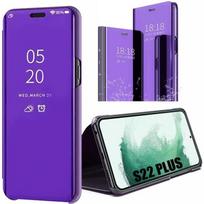 Case for Samsung Galaxy S22 Plus Mirror Effect Translucent Window Smart Case - Purple violetinė