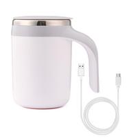 Mark Cup Magnetic Rotating Blender Warmer Bottle Lazy Smart Mixer USB Charging Auto Stirring Cup Coffee Milk Mixing Cup New 380ml balta