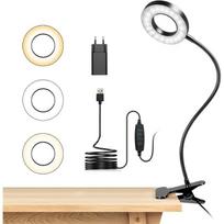 Lampe de Bureau à Pince Flexible à 360°Lampe Lecture Clipsable 3 Modes d’Éclairage &10 Niveaux de Luminosité Led USB, Noir juoda