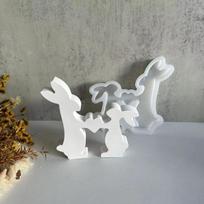 Velykų zuikio pora Triušio ornamentas Forma Cemento Gipso liejimo Silikoninė forma Valentino diena Meilės triušio formos Namų dekoracija