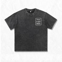 220 g/m² 100% medvilnės rūgštinio plovimo marškinėliai su individualiu raštu Unisex trumpomis rankovėmis XL gray