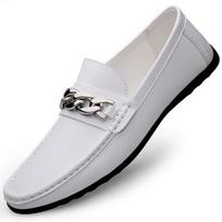 Mens Slip on Loafers Hot Sale Male Comfortable Business Shoe All-match Men's Casual Shoes Leather Non-Slip Outdoor Walking Shoes 38 balta