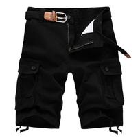 Men's Cargo Shorts Baggy Multi Pocket Khaki Summer Male Army Military Tactical Shorts Solid Color Short Pants No Belt 44 juoda