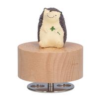 Wooden Round Music Box DIY Animal Music Box for Furniture Decoration Holiday Gifts(Herisson )