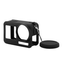 Silikoninis dėklas DJI Osmo Action 4 3 veiksmo kamerai Minkštas apsauginis silikoninis dėklas-movas su kaklo dirželiu juoda