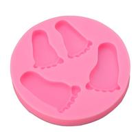 3D Baby Foot Moulding Silicone Non Stick Baby Foot Shaped Baking Tray for Fondant Chocolate Candy pink
