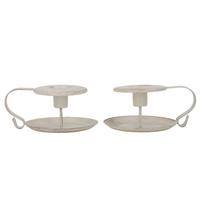 2pcs Taper Candle Holders Simple Antique Finish Iron Candle Holder with Curved Handle for Romantic
