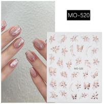 Naujas reljefinis gėlių manikiūro lipdukas retro tekstūros paauksuotas rankomis tapytas trimačiu auksu štampuotos gėlės auksinė trimatė kamelija T278-bronzing flowers 520-rose gold