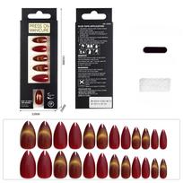 French-style Armor-wearing Cat Eyes Flashing Almond Nail Red Nail Patch Medium-length Pointed Head